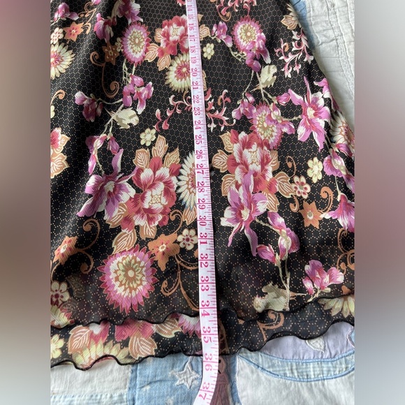 90s Notations Womens Black Pink Floral Fairy Core Cottagecore Midi Skirt Large - Picture 7 of 8